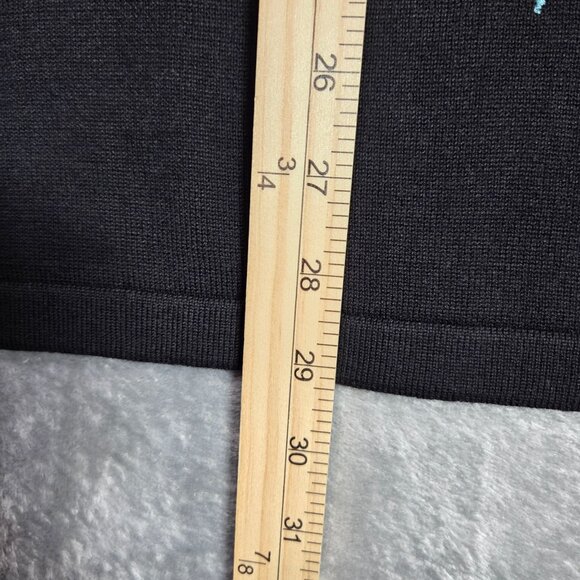 Bob Mackie Sweater Large Blue Black Embroidered Floral Boho Artsy Tunic NEW - Picture 8 of 8